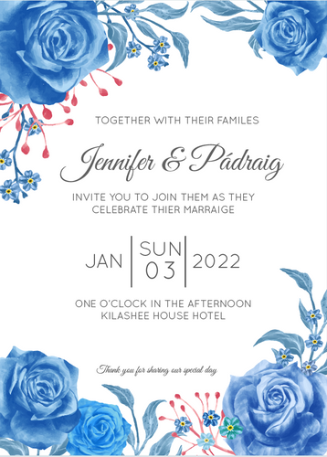 Blue Rose Decorative Invitation