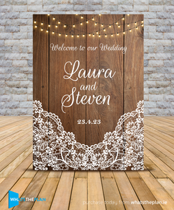 Wood and Lace Welcome Sign