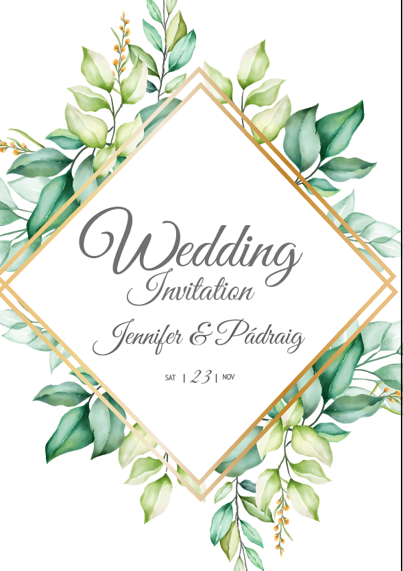 Emerald Green Floral Wedding Invitation