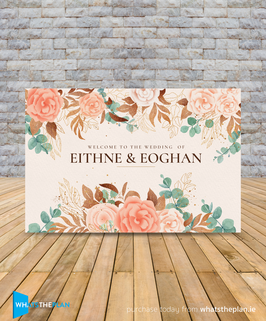 Welcome to the wedding sign Rose Gold & Eucalyptus